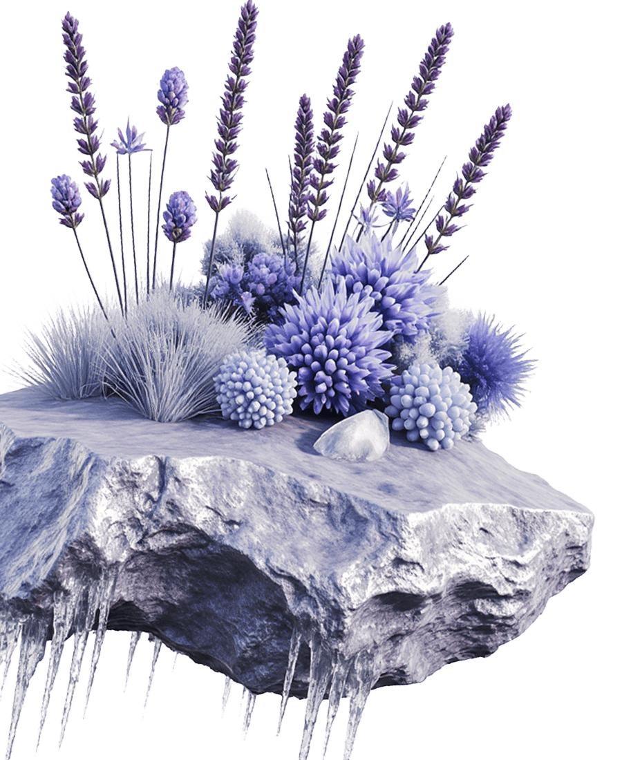 Rock with purple vegetation